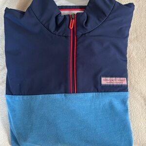 Vineyard Vines Navy Pullover with Sky Blue and Red Trim